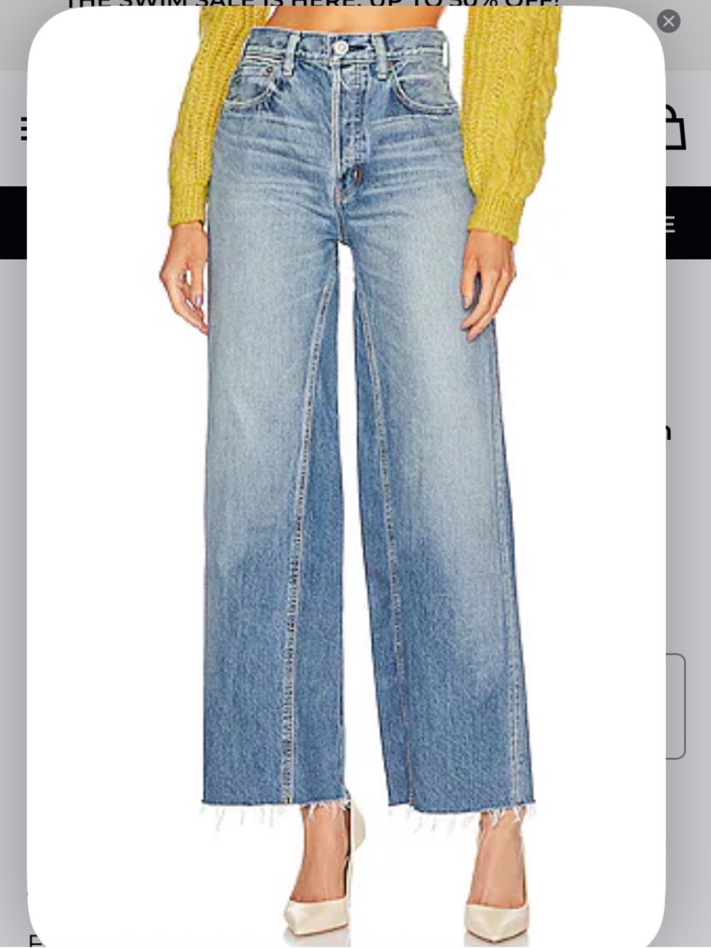 Moussy Vintage MV Riverview Wide Straight Leg Distressed Jeans Size 26